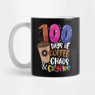 100 Days of Coffee Chaos & Crayons - 100 Days School Teacher Mug